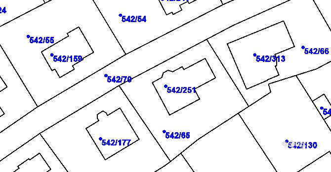 Parcela st. 542/251 v KÚ Lhota u Dobřan, Katastrální mapa