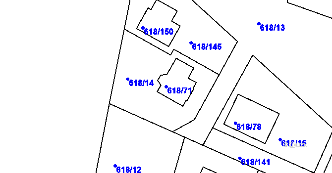 Parcela st. 618/71 v KÚ Lhota u Dobřan, Katastrální mapa