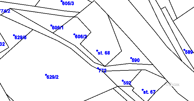 Parcela st. 68 v KÚ Lhota Komárov, Katastrální mapa