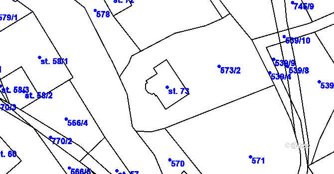 Parcela st. 73 v KÚ Lhota Komárov, Katastrální mapa