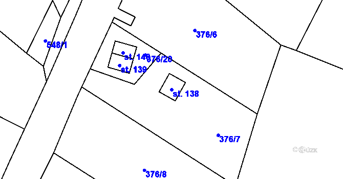 Parcela st. 138 v KÚ Lhota Komárov, Katastrální mapa