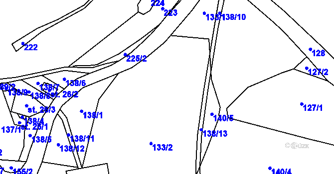 Parcela st. 133 v KÚ Lhota Komárov, Katastrální mapa