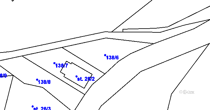 Parcela st. 138/6 v KÚ Lhota Komárov, Katastrální mapa