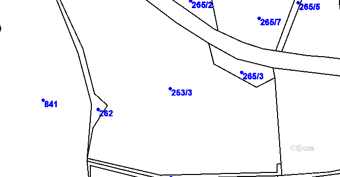 Parcela st. 253/3 v KÚ Lhota Komárov, Katastrální mapa