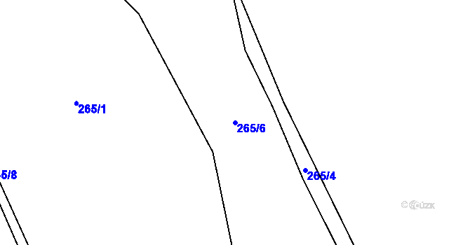 Parcela st. 265/6 v KÚ Lhota Komárov, Katastrální mapa