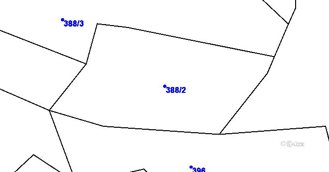 Parcela st. 388/2 v KÚ Lhota Komárov, Katastrální mapa