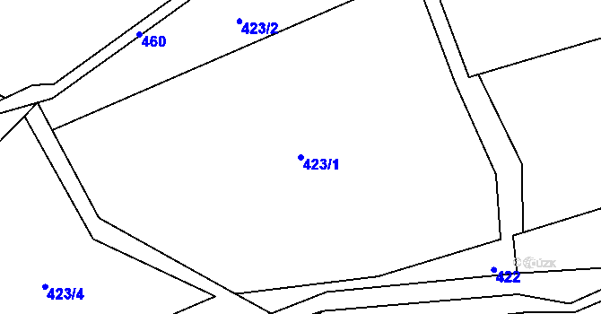 Parcela st. 423/1 v KÚ Lhota Komárov, Katastrální mapa