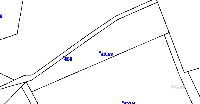 Parcela st. 423/2 v KÚ Lhota Komárov, Katastrální mapa