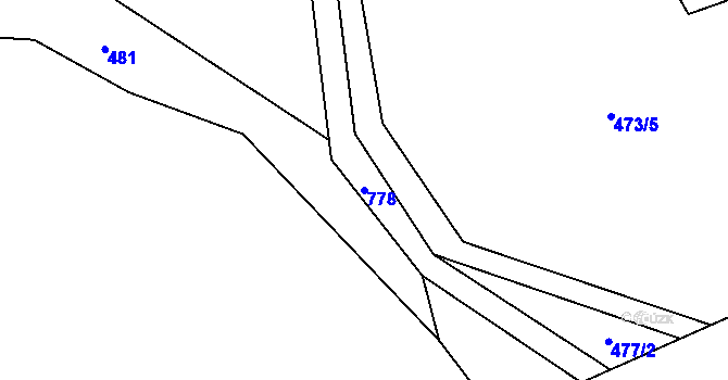 Parcela st. 778 v KÚ Lhota Komárov, Katastrální mapa