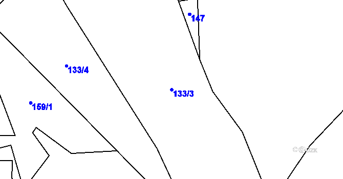 Parcela st. 133/3 v KÚ Lhota Komárov, Katastrální mapa