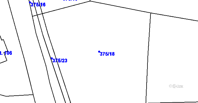 Parcela st. 375/18 v KÚ Lhota Komárov, Katastrální mapa