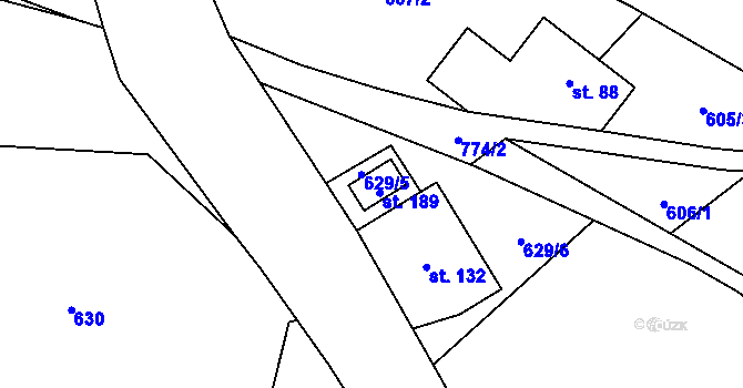Parcela st. 189 v KÚ Lhota Komárov, Katastrální mapa