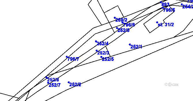 Parcela st. 252/3 v KÚ Lhota Komárov, Katastrální mapa