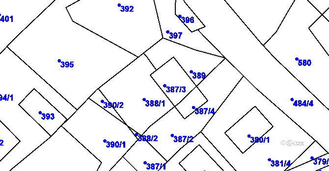 Parcela st. 387/3 v KÚ Lhota u Zlína, Katastrální mapa