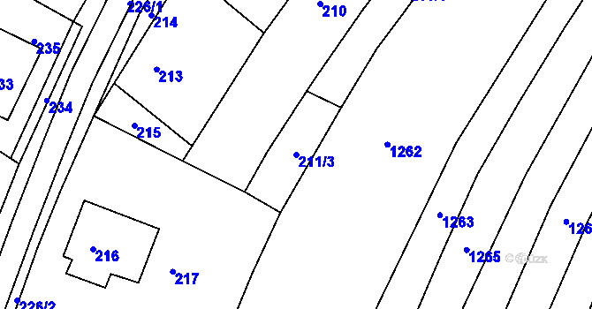 Parcela st. 211/3 v KÚ Lhota u Zlína, Katastrální mapa