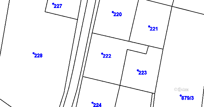 Parcela st. 222 v KÚ Lhota u Zlína, Katastrální mapa