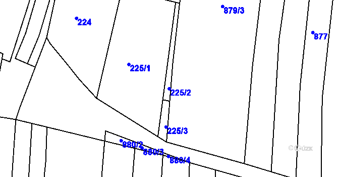 Parcela st. 225/2 v KÚ Lhota u Zlína, Katastrální mapa