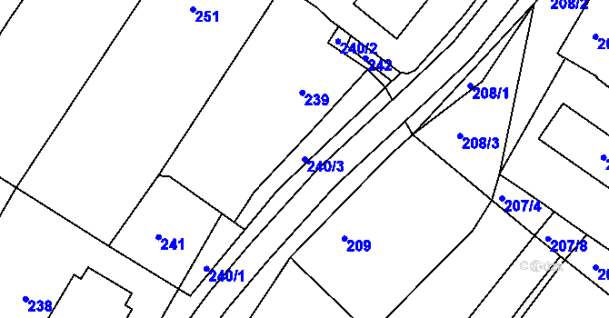 Parcela st. 240/3 v KÚ Lhota u Zlína, Katastrální mapa