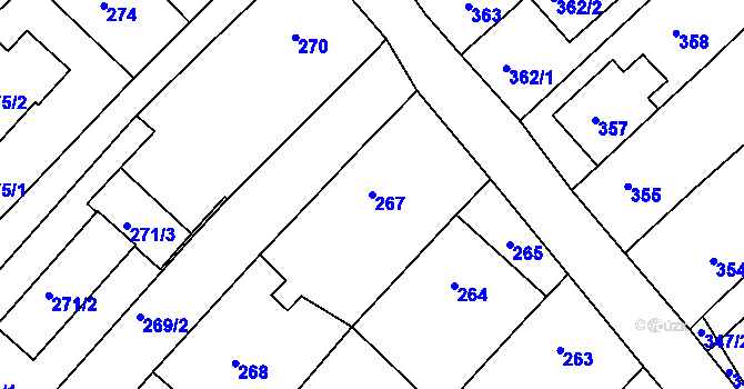 Parcela st. 267 v KÚ Lhota u Zlína, Katastrální mapa