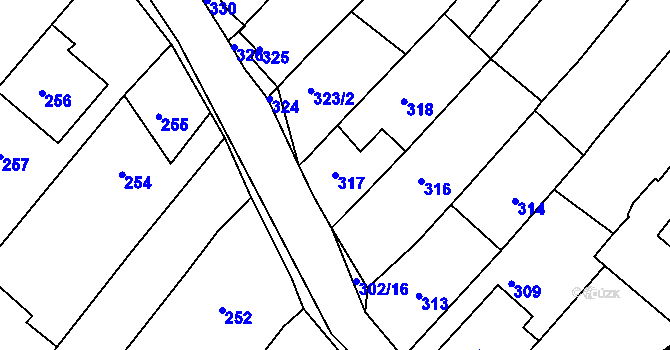 Parcela st. 317 v KÚ Lhota u Zlína, Katastrální mapa