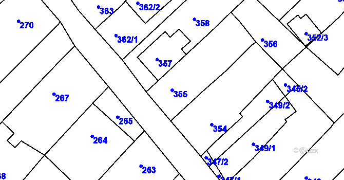 Parcela st. 355 v KÚ Lhota u Zlína, Katastrální mapa
