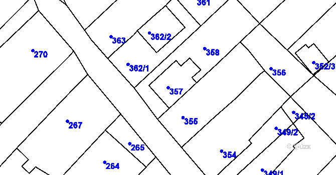 Parcela st. 357 v KÚ Lhota u Zlína, Katastrální mapa