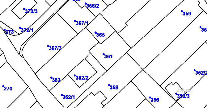 Parcela st. 361 v KÚ Lhota u Zlína, Katastrální mapa
