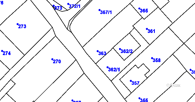 Parcela st. 363 v KÚ Lhota u Zlína, Katastrální mapa