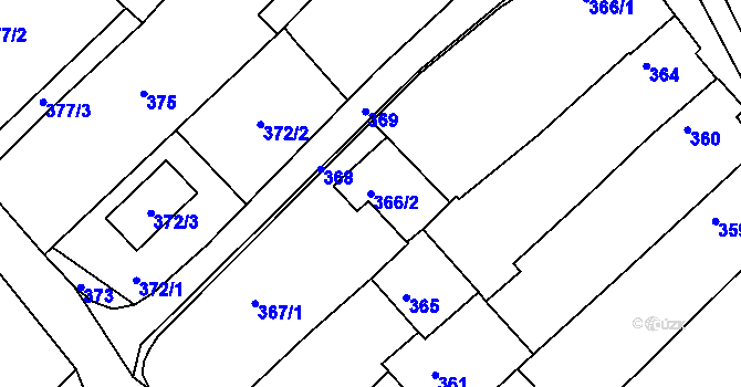 Parcela st. 366/2 v KÚ Lhota u Zlína, Katastrální mapa