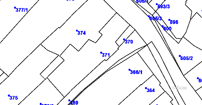 Parcela st. 371 v KÚ Lhota u Zlína, Katastrální mapa