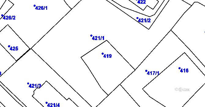 Parcela st. 419 v KÚ Lhota u Zlína, Katastrální mapa