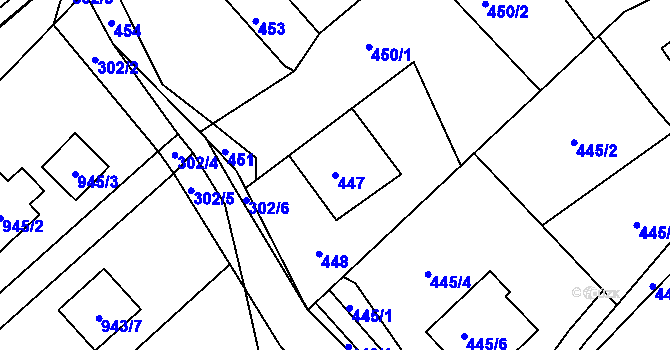 Parcela st. 447 v KÚ Lhota u Zlína, Katastrální mapa