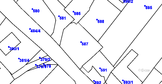 Parcela st. 587 v KÚ Lhota u Zlína, Katastrální mapa