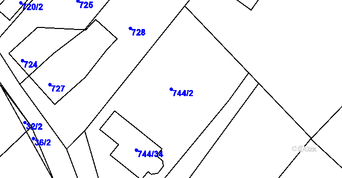 Parcela st. 744/2 v KÚ Lhota u Zlína, Katastrální mapa