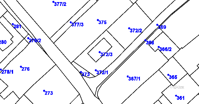 Parcela st. 372/3 v KÚ Lhota u Zlína, Katastrální mapa