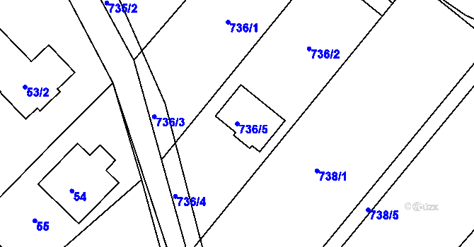 Parcela st. 736/5 v KÚ Lhota u Zlína, Katastrální mapa