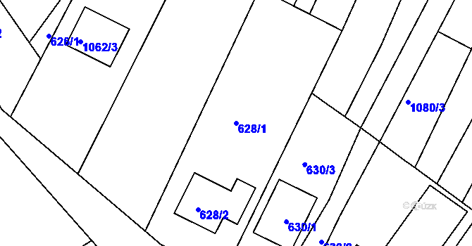 Parcela st. 628/1 v KÚ Lhota u Zlína, Katastrální mapa