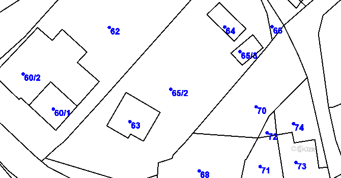 Parcela st. 65/2 v KÚ Lhota u Zlína, Katastrální mapa