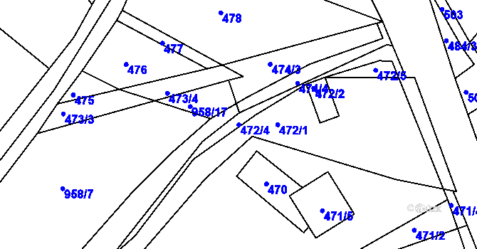 Parcela st. 472/4 v KÚ Lhota u Zlína, Katastrální mapa