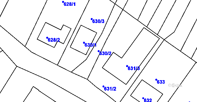 Parcela st. 630/2 v KÚ Lhota u Zlína, Katastrální mapa