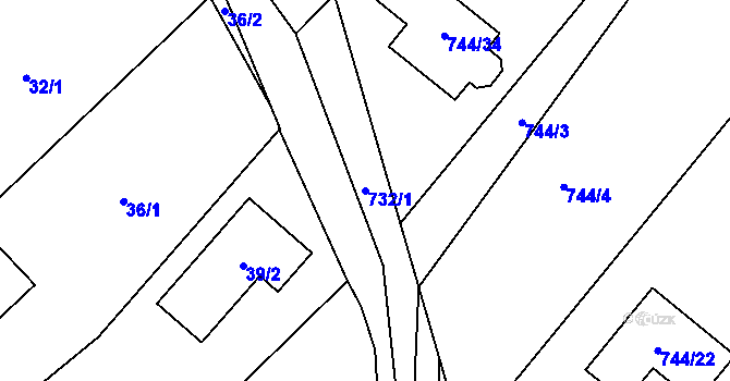 Parcela st. 732/1 v KÚ Lhota u Zlína, Katastrální mapa