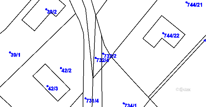 Parcela st. 732/2 v KÚ Lhota u Zlína, Katastrální mapa