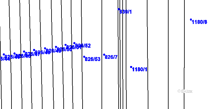 Parcela st. 826/7 v KÚ Lhota u Zlína, Katastrální mapa