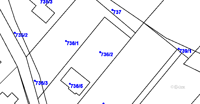 Parcela st. 736/2 v KÚ Lhota u Zlína, Katastrální mapa