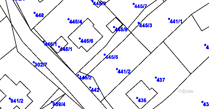 Parcela st. 445/5 v KÚ Lhota u Zlína, Katastrální mapa