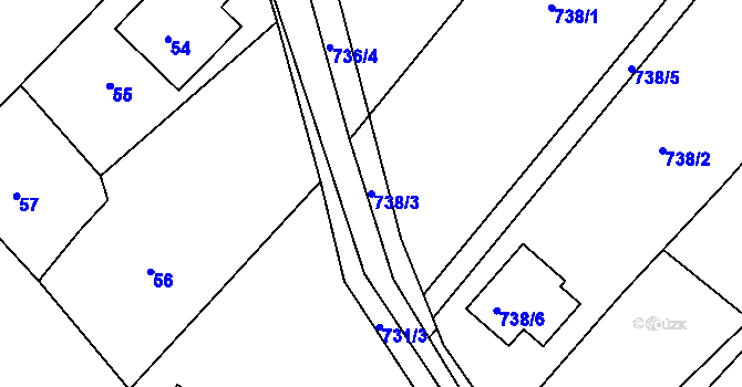 Parcela st. 738/3 v KÚ Lhota u Zlína, Katastrální mapa