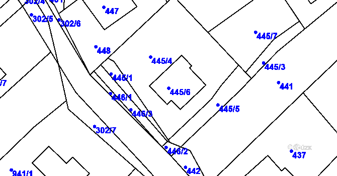 Parcela st. 445/6 v KÚ Lhota u Zlína, Katastrální mapa