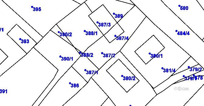 Parcela st. 387/2 v KÚ Lhota u Zlína, Katastrální mapa