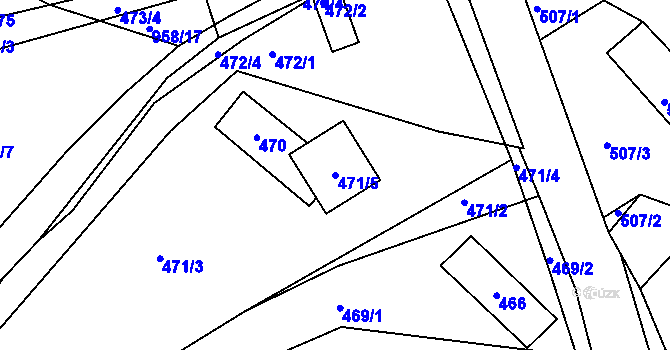 Parcela st. 471/5 v KÚ Lhota u Zlína, Katastrální mapa