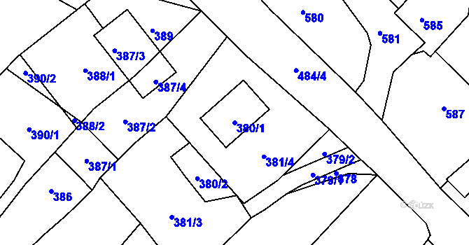 Parcela st. 380/1 v KÚ Lhota u Zlína, Katastrální mapa